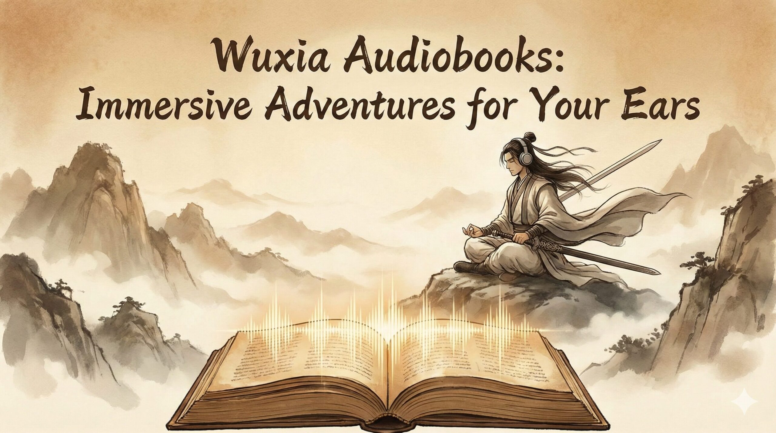 Ancient Chinese sword hilt and scroll representing Wuxia audiobooks